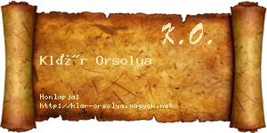 Klár Orsolya névjegykártya