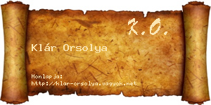 Klár Orsolya névjegykártya